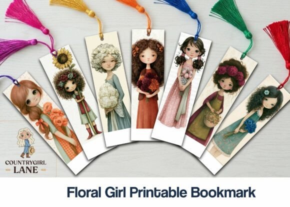 Download Floral Girl Printable Bookmark - Printable Collection