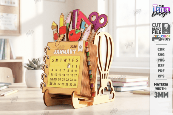 Download 3D Teacher Desk Calendar 2026 Laser Cut - Desk calendar 2026 Collection