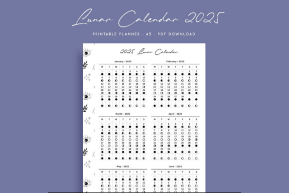 Download Digital Lunar Calendar 2025 Printable - Printable Collection