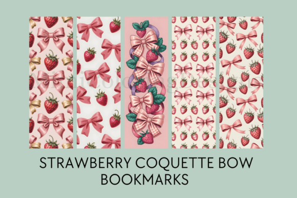Download Strawberry Bow Printable Bookmark - Printable Collection