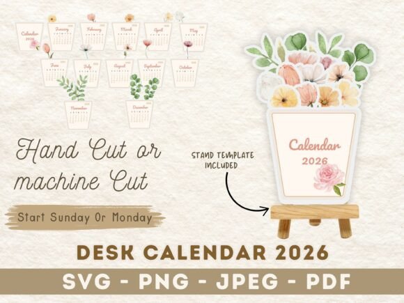 Download Flower Desk Calendar 2026 Printable - Printable Collection