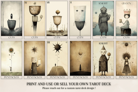 Download Quirky Printable Tarot Deck | 78 Cards | Canva Template - Printable Collection