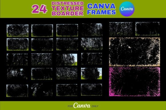 Download 24 Distressed Texture Border Canva Frame - Text Collection