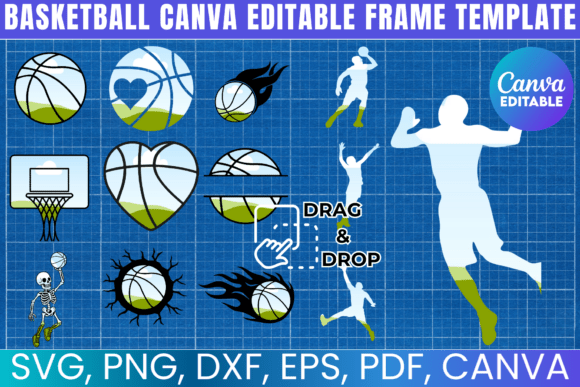 Download Basketball Canva Editable Frame Template - Basketball canva Collection