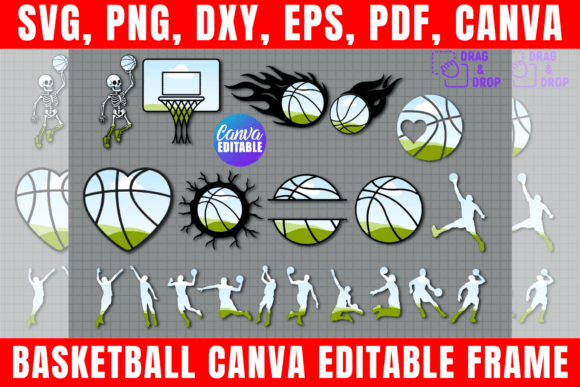 Download Basketball Canva Editable Frame Template - Basketball canva Collection
