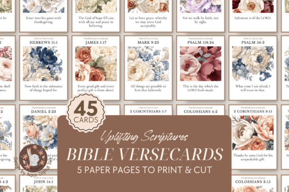 Download Printable Bible Verse Cards Set Florals - Printable Collection