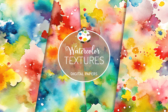 Download Colorful Watercolor Spatter Textures - Text Collection