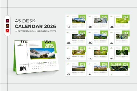 Download Printable A5 Desk Calendar 2026 - Printable Collection
